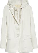 Eleventy Cotton Blend Knit Jacket with Hoodie Bib Inset