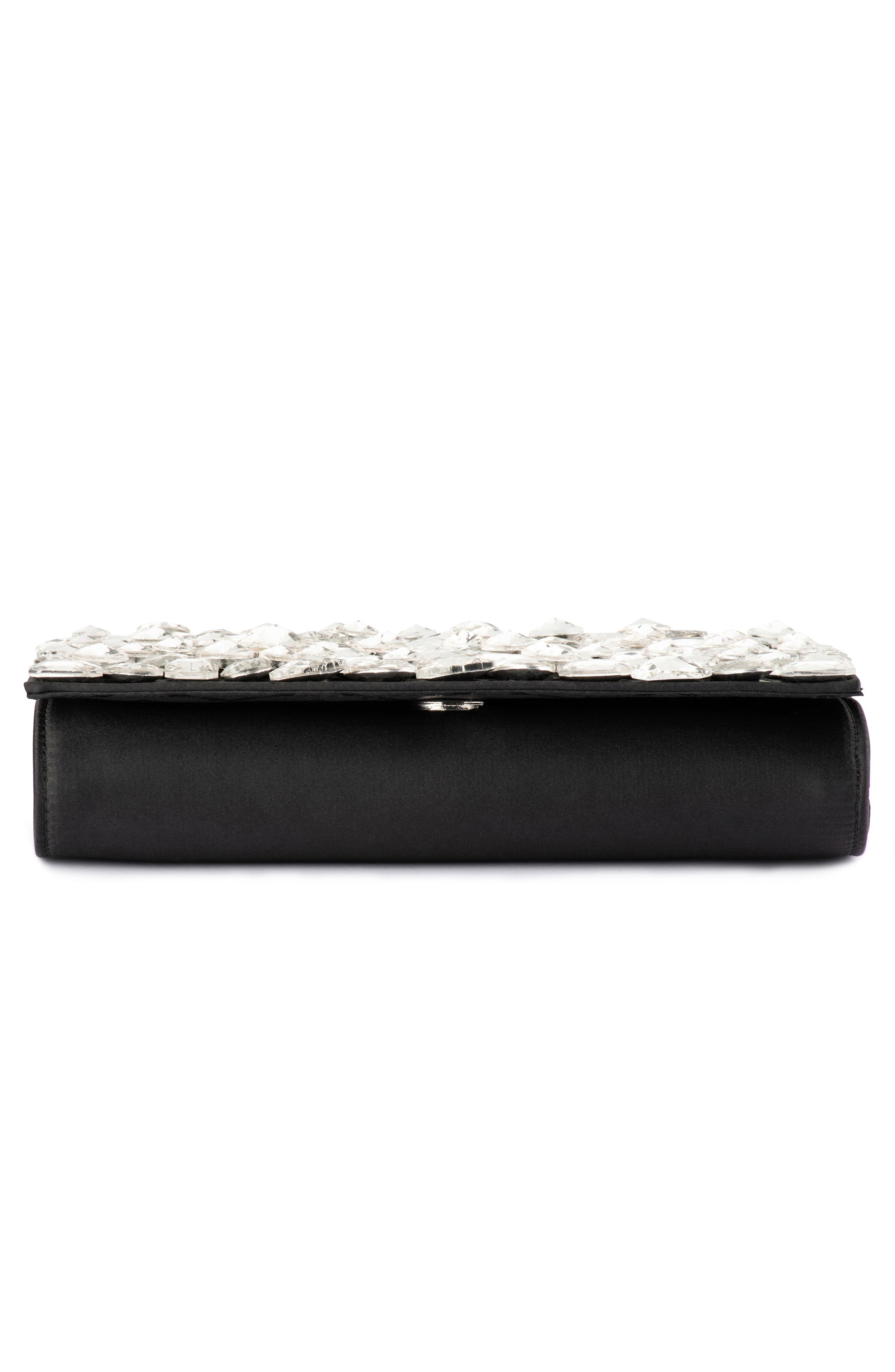 Olga Berg Renata Crystal Encrusted Clutch, Alternate, color, Black