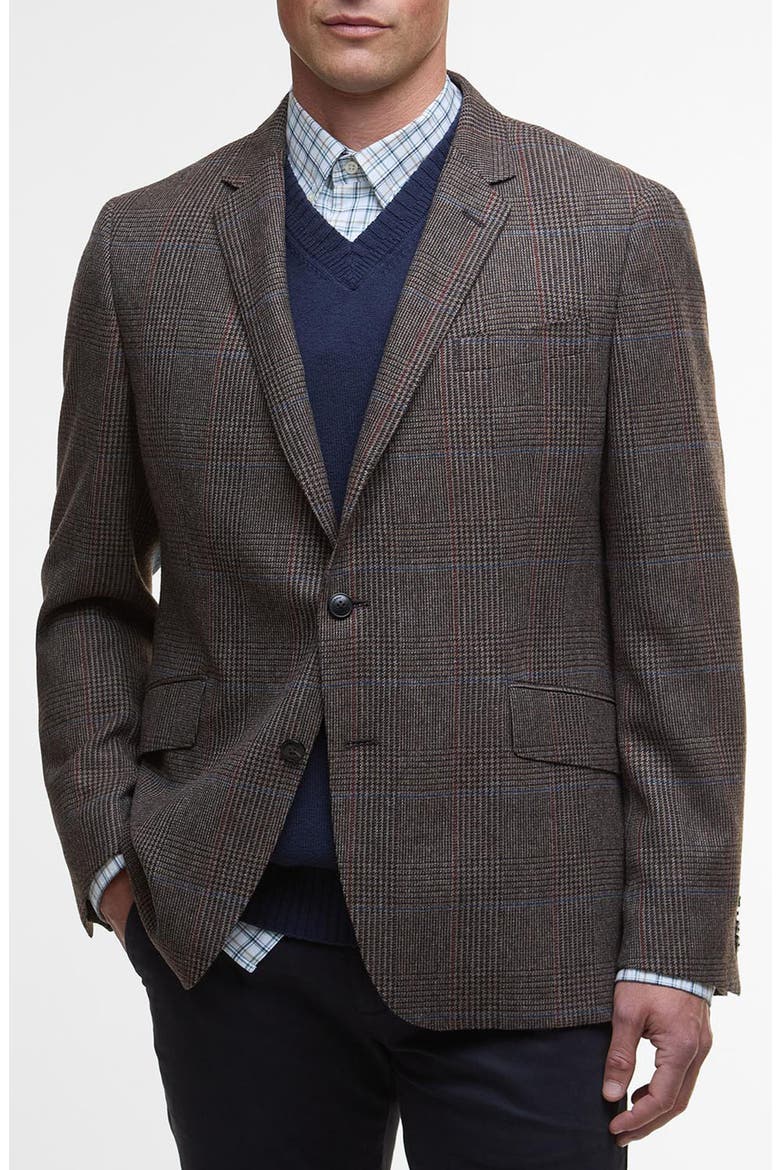 Maxfield Brown Country Check Wool Blend Sport Coat, Main, color, BROWN