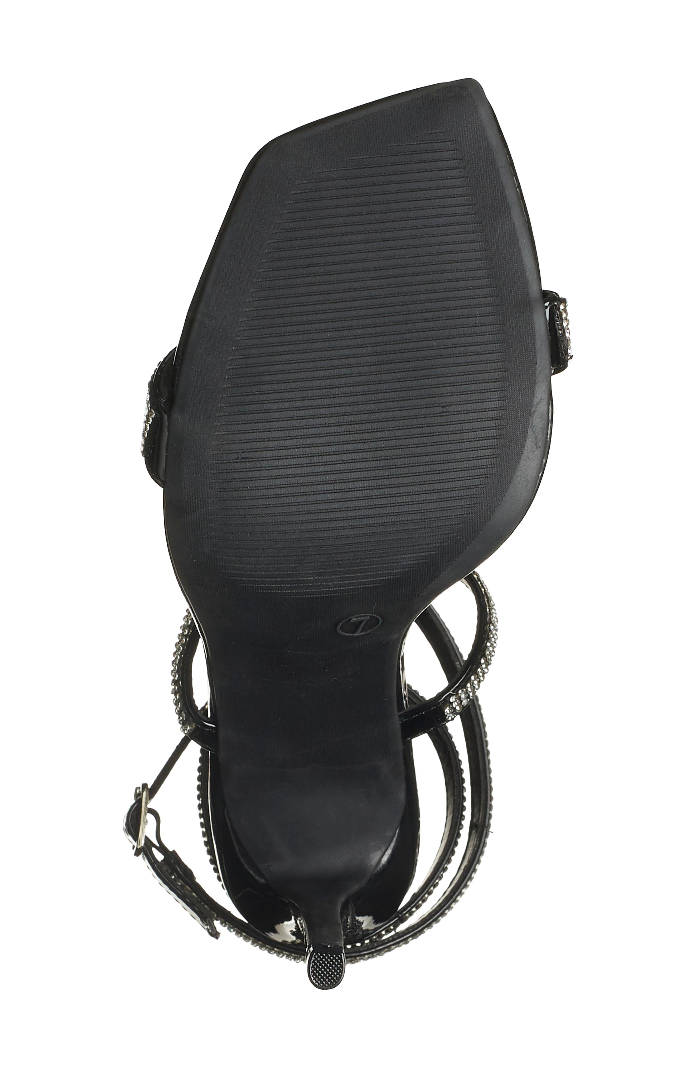 WILD DIVA LOUNGE Crystal Embellished Crisscross Slim Heel Sandal, Alternate, color, 