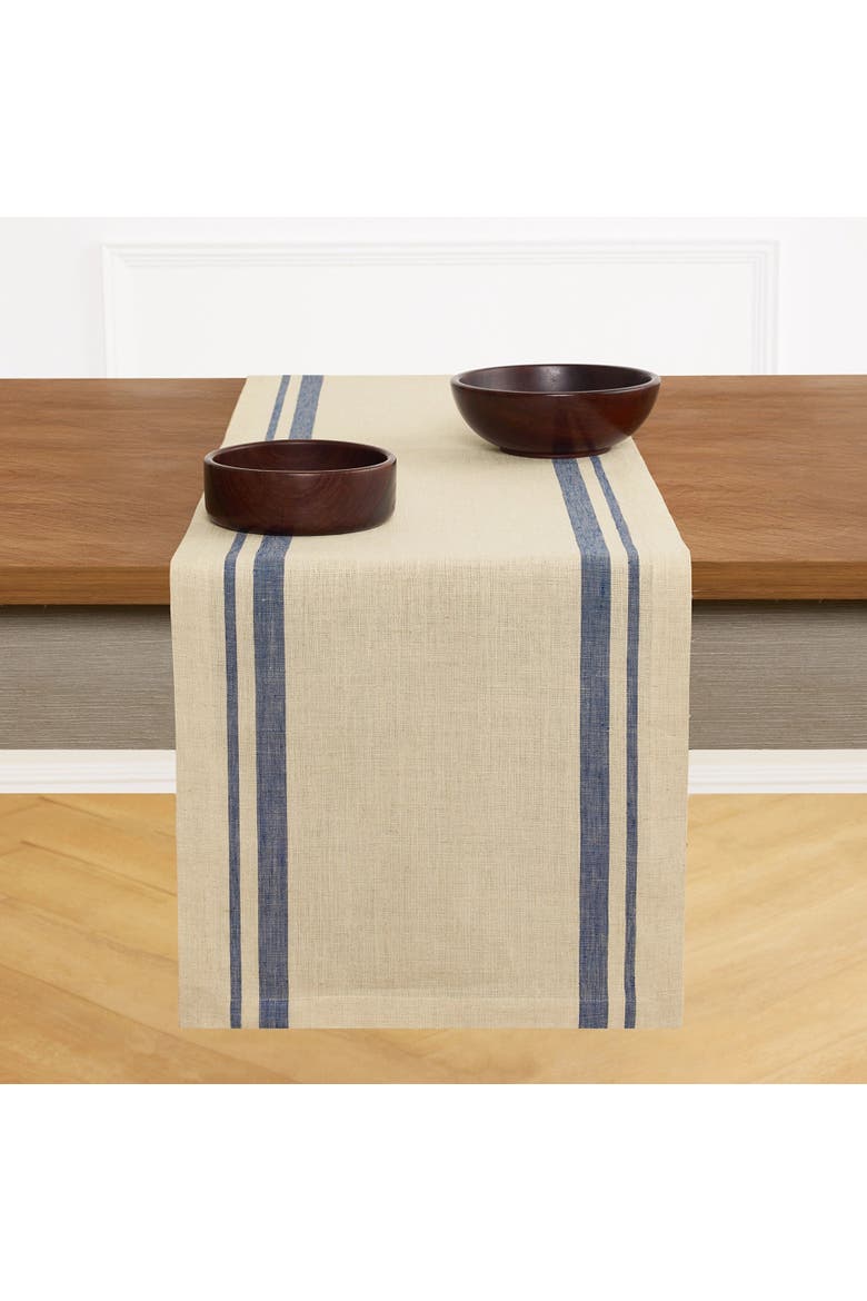 Linen Table Runner - French Stripe, Main, color, Navy and Natural