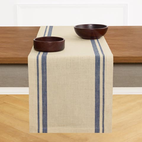 Linen Table Runner for Dining Table, Holiday and Everyday Table Decor - French Stripe