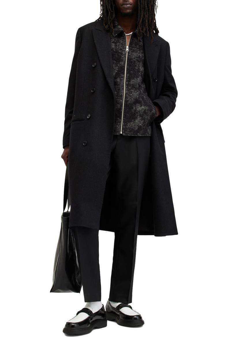 AllSaints Keller Plaid Textured Zip-Up Jacket, Alternate, color, Black