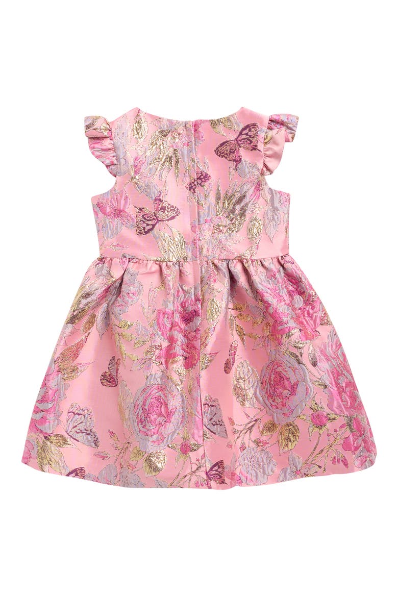 Kids' Metallic Jacquard Fit & Flare Dress, Alternate, color, PINK GOLD