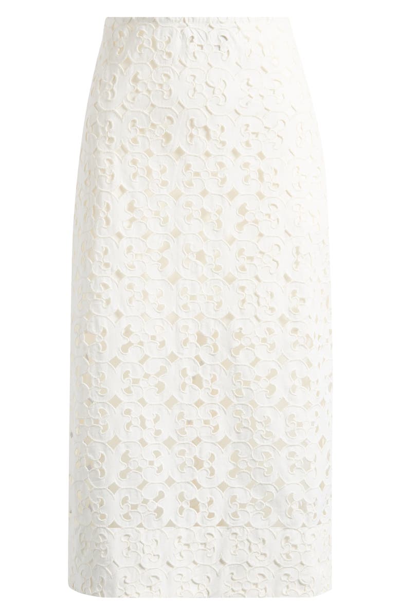 Marimekko Nokkeluus Keidas Semi Sheer Broderie Anglaise Midi Skirt, Main, color, Off-White