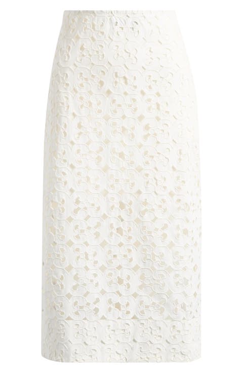 Nokkeluus Keidas Semi Sheer Broderie Anglaise Midi Skirt