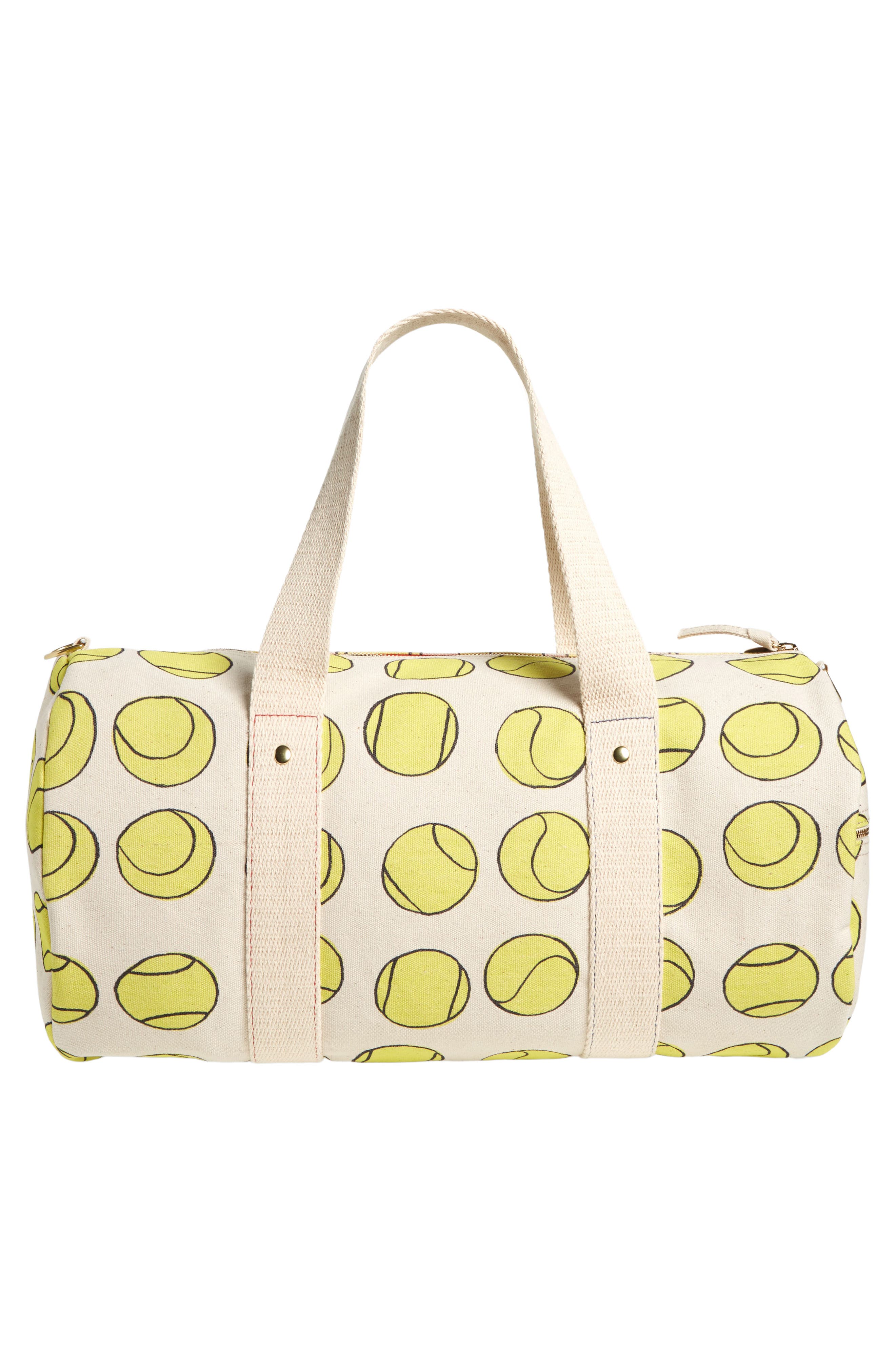 Clare V. Tennis Balls Canvas Duffle Bag, Alternate, color, 