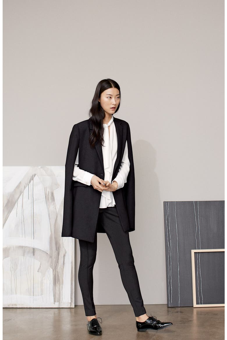 Notch Collar Cape Coat, Alternate, color, RICH BLACK