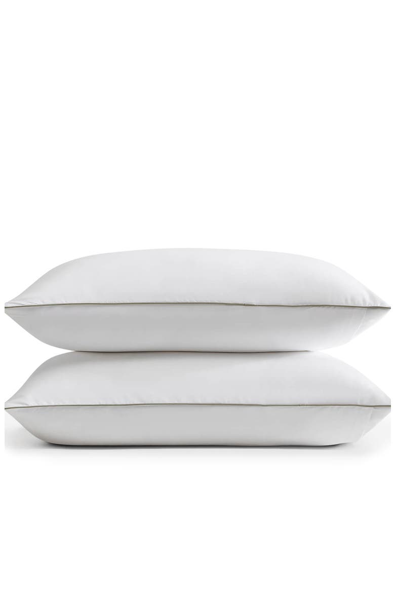 Set of 2 Contrast Piping Shams, Alternate, color, WHITE / BOULDER