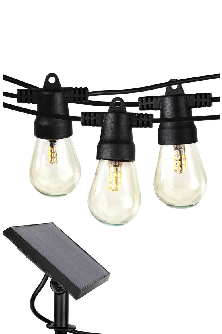27 ft, 12‑light Solar‑Powered Heavy Duty LED Outdoor String Lights, Weatherproof and Shatterproof Bulbs, Main, color, BLACK
