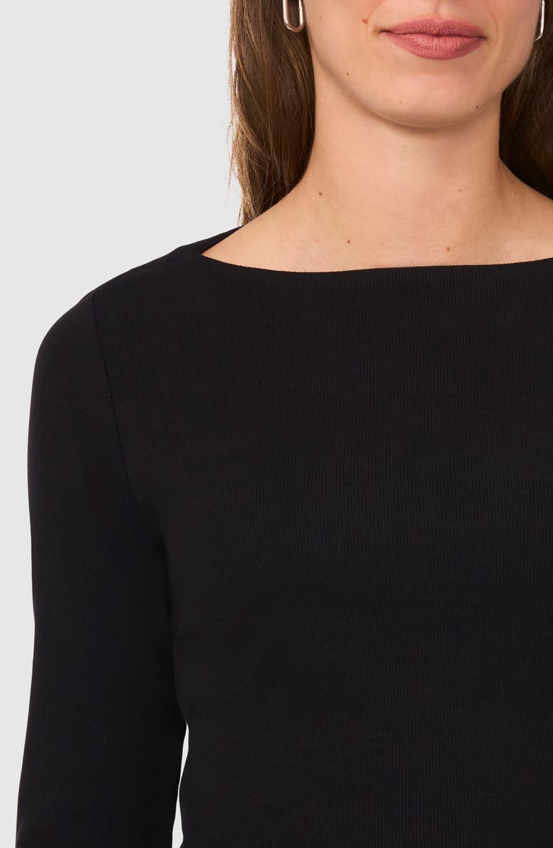 Halogen<sup>®</sup> Boat Neck Rib Top, Alternate, color, Rich Black