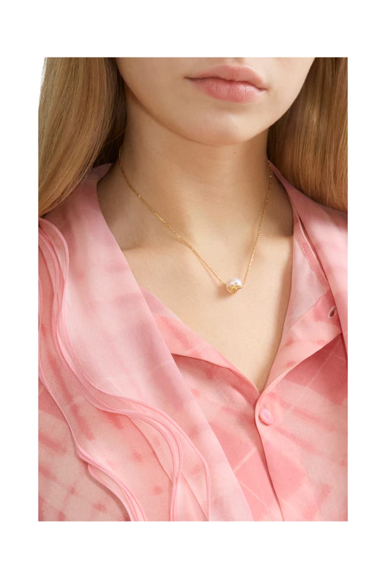 Knight Pearl Solitaire Necklace, Alternate, color, Gold/pearl