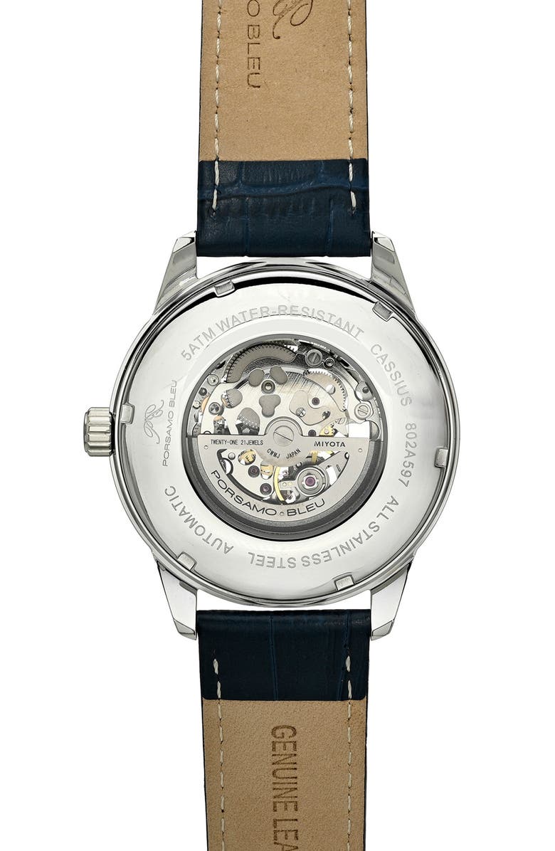 PORSAMO BLEU Men's Cassius Skeleton Watch, 45mm, Alternate, color, Silver