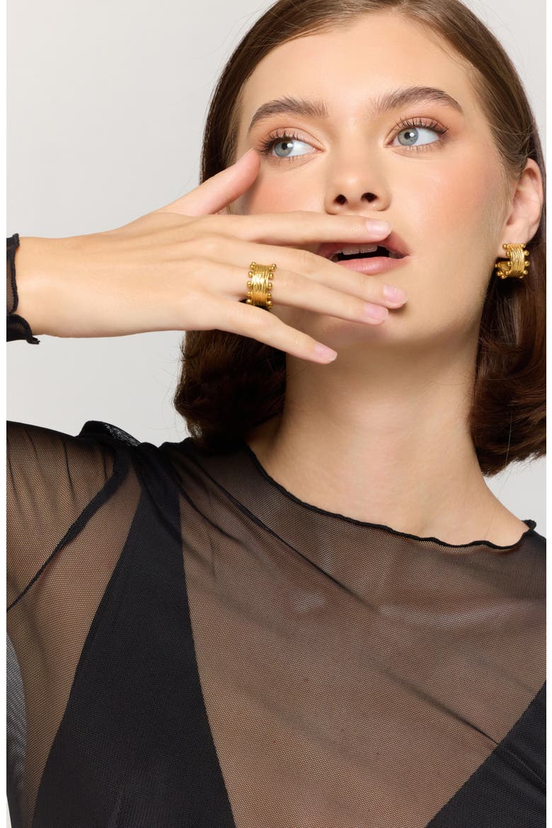 Crown Hoop Earrings, Alternate, color, GOLD