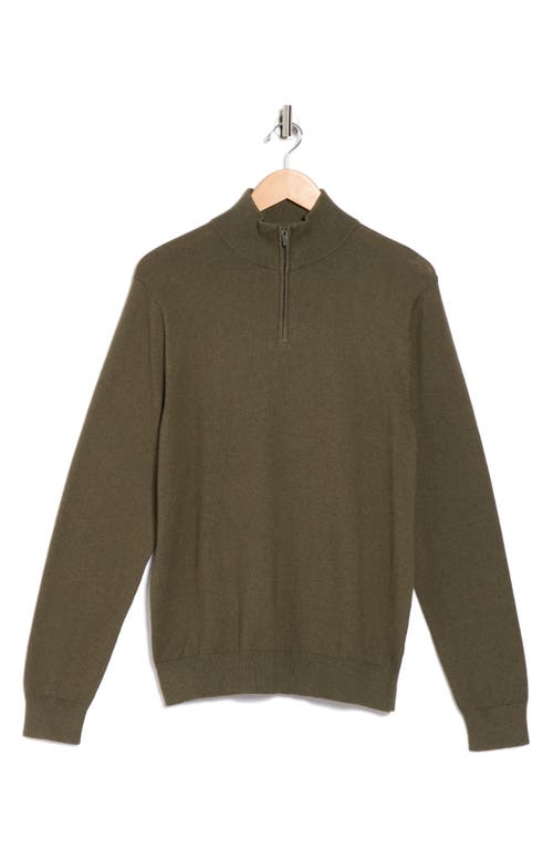 14th & Union 14th And Union Cotton Cashmere Quarter Zip Trim Fit Sweater In Green