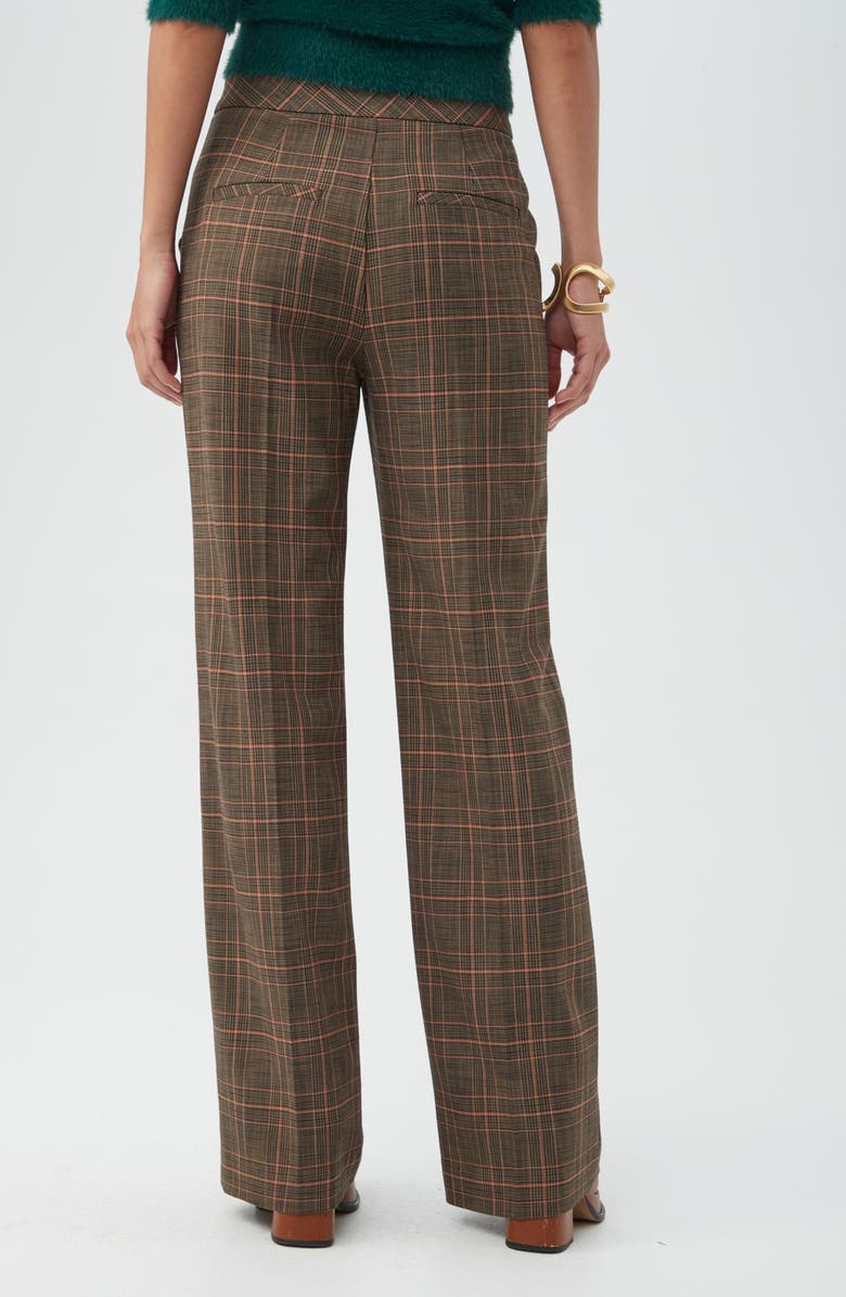 Trina Turk Sadie Plaid Wide Leg Pants, Alternate, color, Brown Multi