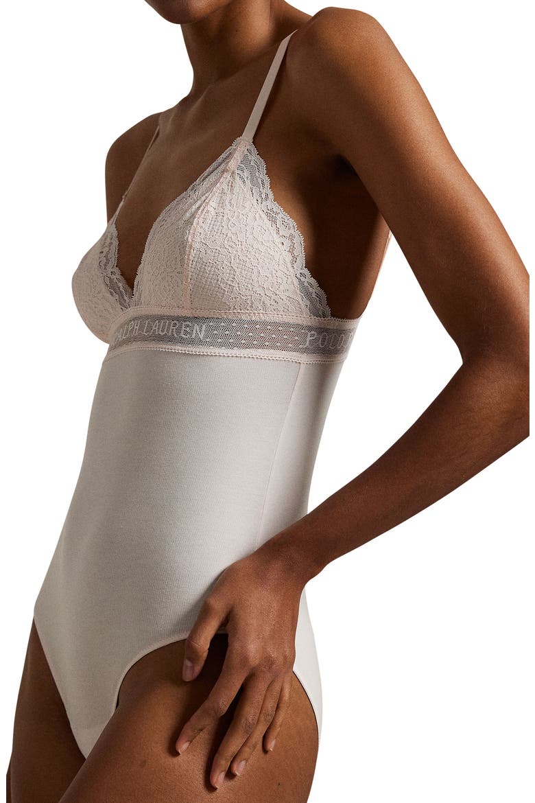 Lace & Stretch Cotton Rib Triangle Bodysuit (Women) | Nordstrom