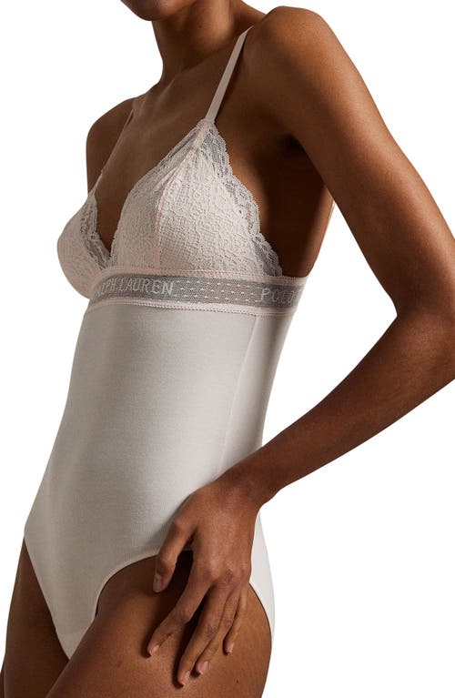 Shop Polo Ralph Lauren Lace & Stretch Cotton Rib Triangle Bodysuit