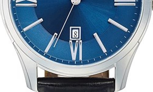 Hugo Boss 'ambassador' Embossed Leather Strap Watch, 43mm In Blue