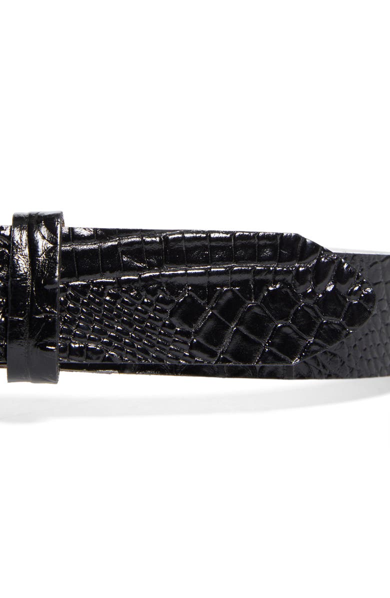 L'AGENCE Brisa Laced Croc Embossed Leather Belt, Alternate, color, Black Croc Embossed