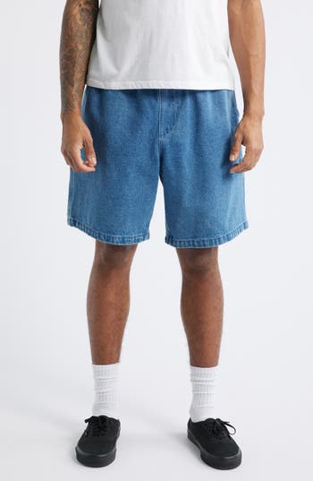 Obey Denim Carpenter Shorts In Purple