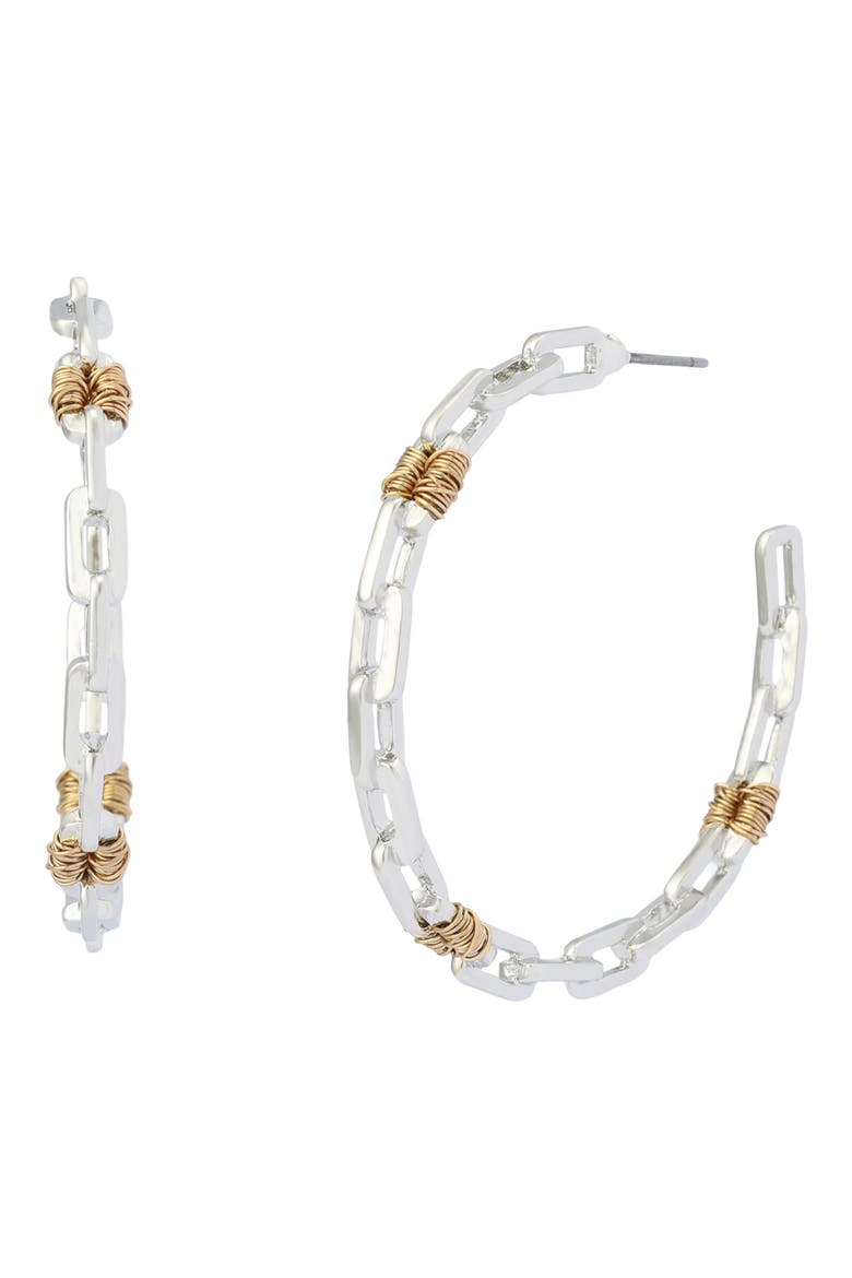 Paper Clip Hoop Earrings, Main, color, TWO TONE