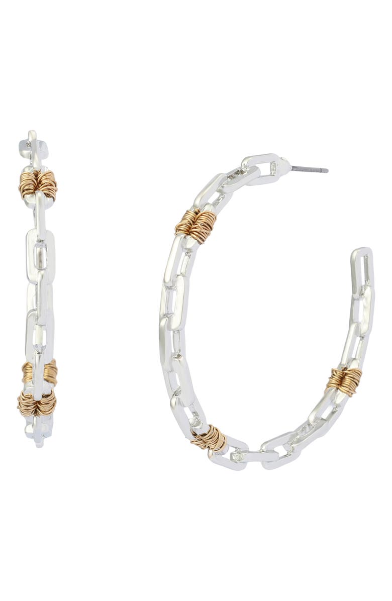 Robert Lee Morris Paper Clip Hoop Earrings, Main, color, Two Tone