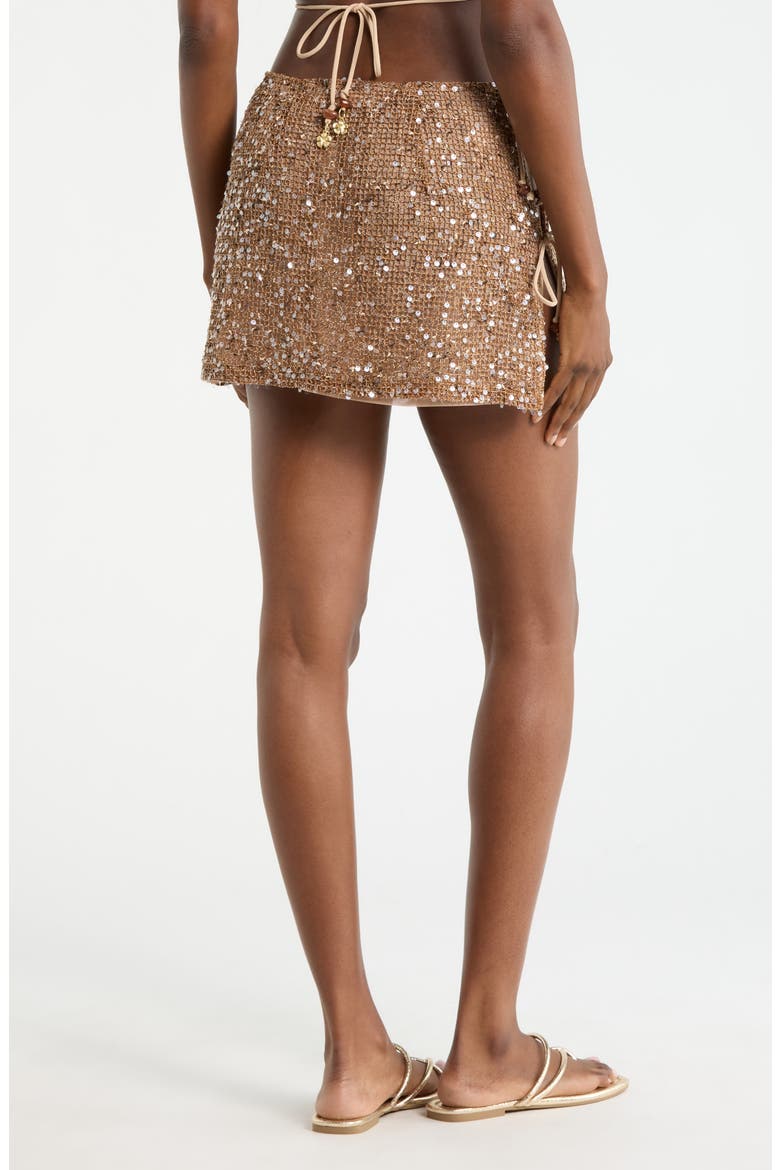 Sequin Double Tie Cover-Up Miniskirt, Alternate, color, ESSPRESSO SPRITZ