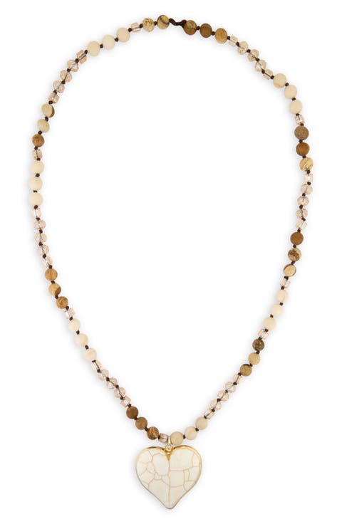 Beaded Heart Pendant Necklace