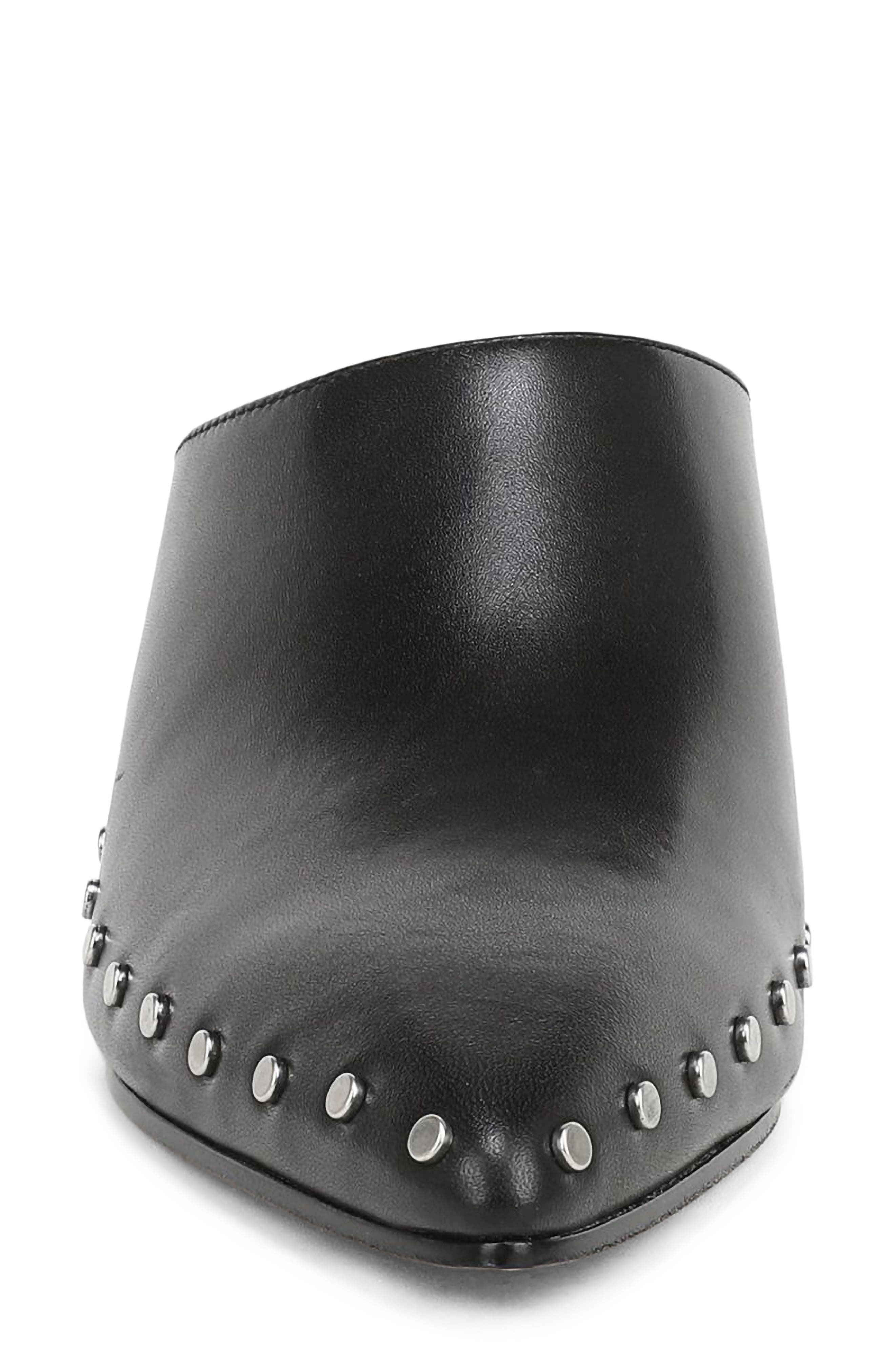 August Studded Leather Mule, Alternate, color, BLACK