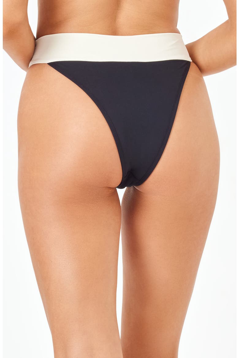 Lola Bitsy High Cut Bikini Bottoms, Alternate, color, BLACK/ CREAM