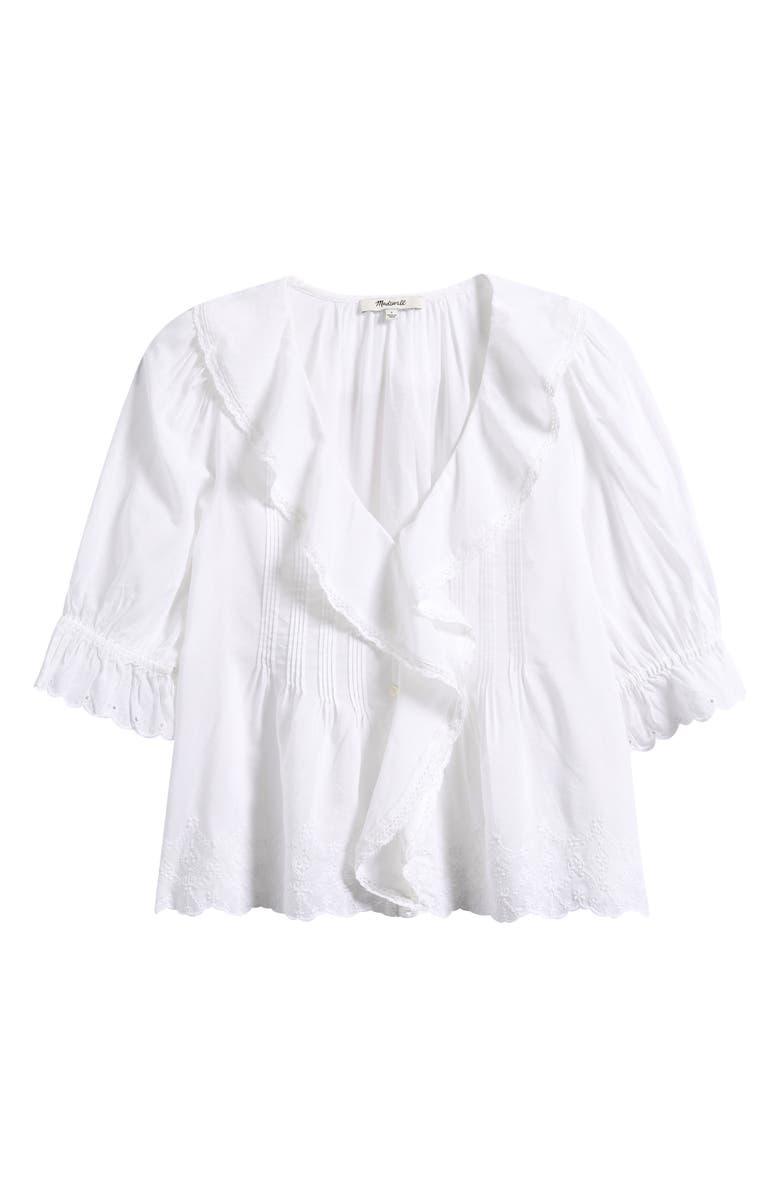 Madewell Ruffle Puff Sleeve Top, Main, color, White