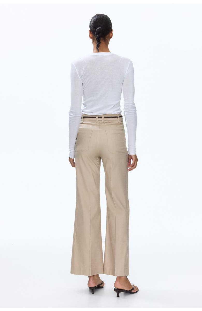 H&M Linen-blend Bootcut Trousers, Alternate, color, Beige
