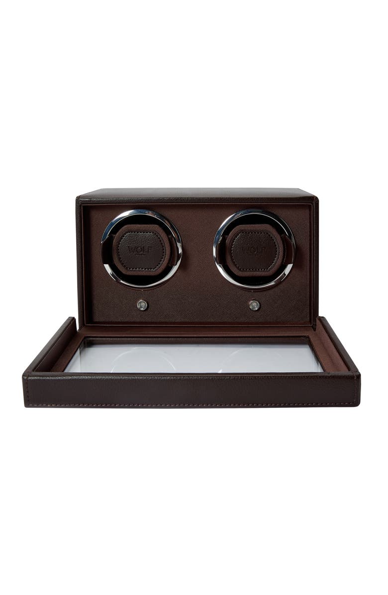 WOLF Cub Double Watch Winder with Cover, Alternate, color, Brown