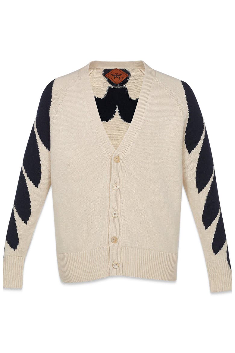 Intarsia Laurel Cardigan, Alternate, color, white