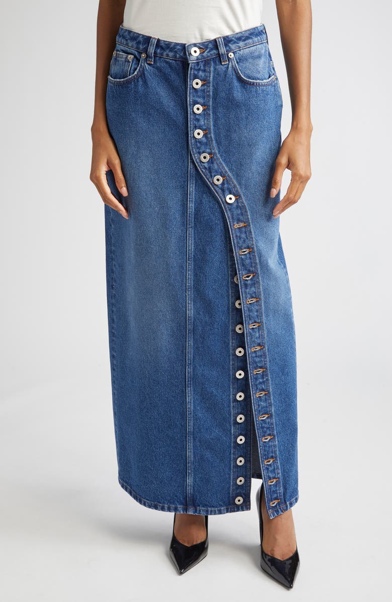 Jean Paul Gaultier Button Detail Denim Maxi Skirt, Main, color, 