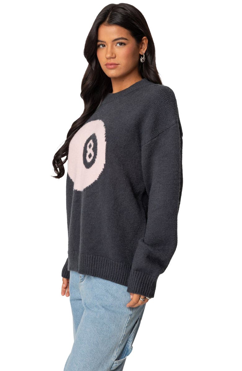 EDIKTED Magic 8-Ball Oversize Crewneck Sweater, Alternate, color, Dark-Gray