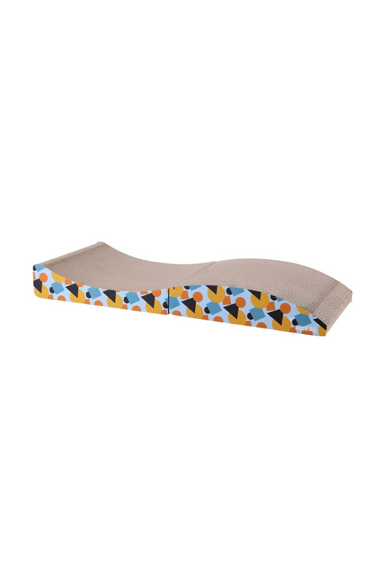 Eero Modern Cardboard Foldable Lounge Cat Scratcher with Catnip, Main, color, Blue/Orange