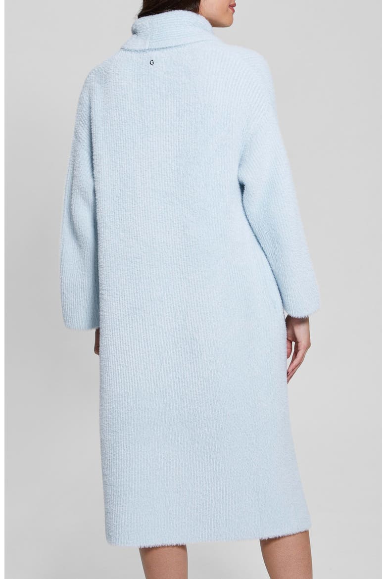 Vero Fuzzy Shawl Collar Longline Cardigan, Alternate, color, SKY HIGH