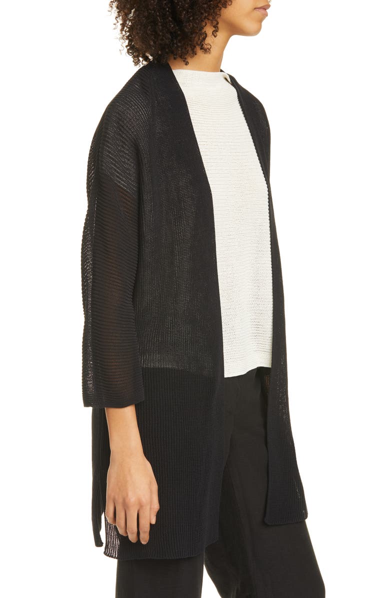 Eileen Fisher Open Front Organic Cotton Long Cardigan, Alternate, color, 