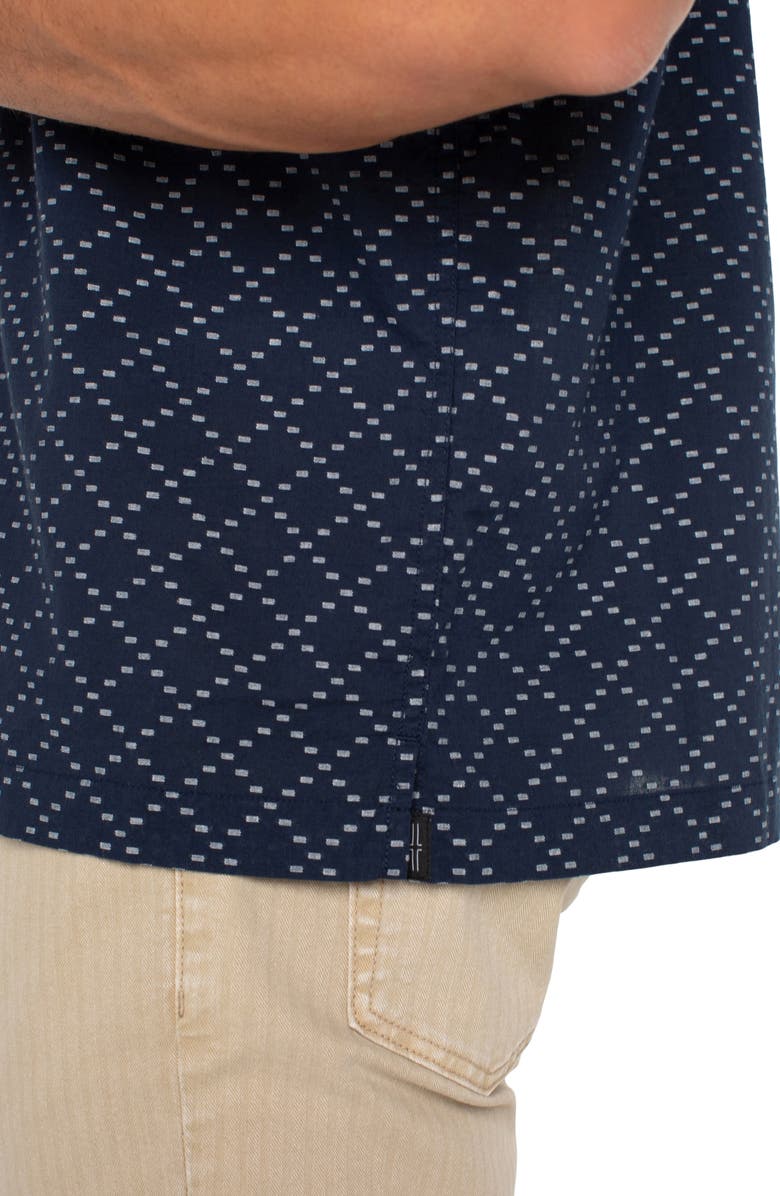 Liverpool Los Angeles Embroidered Geo Pattern Short Sleeve Cotton Button-Up Shirt, Alternate, color, 