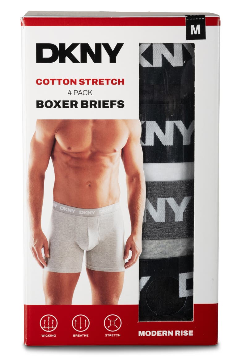 Cotton Stretch Pack of 4 Boxer Briefs, Alternate, color, BLACK/WHITE/GREY