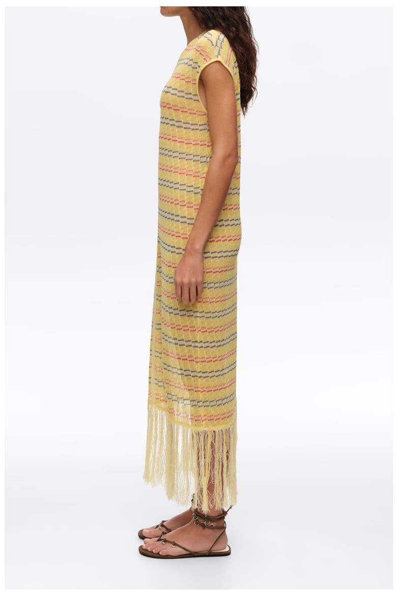 Sleeveless Knit Dress With Fringing, Alternate, color, LIGHT YELLOW