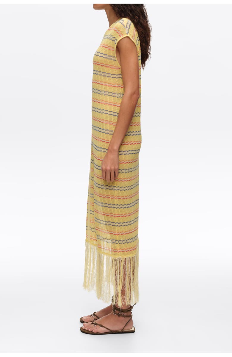 Bimba y Lola Sleeveless Knit Dress With Fringing, Alternate, color, Light Yellow