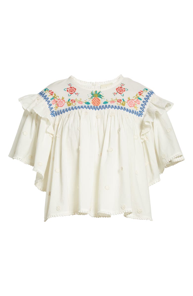 FARM Rio Cross Stitch Embroidered Ruffle Top, Alternate, color, 