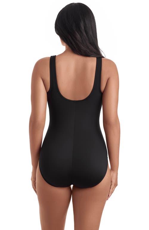 Shapesolver Sport Binded Highneck Tank Chlorine Resistant One-piece Swimsuit In Black