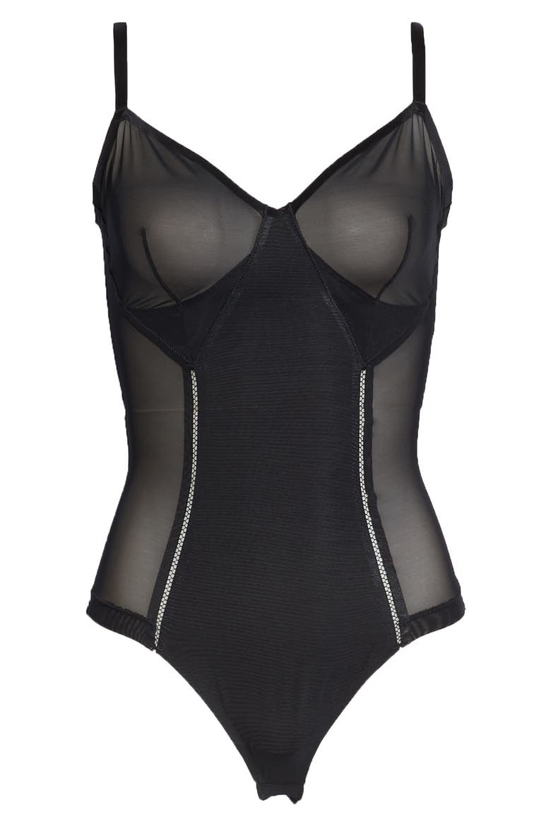 Haute Contour® Nouveau Thong Bodysuit, Alternate, color, VERY BLACK