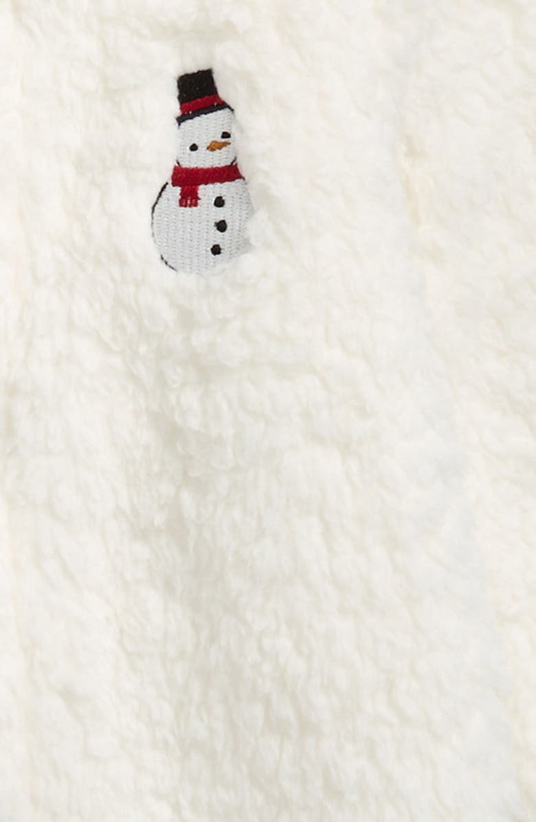 Petit Lem Snow Cute Snowman Fleece Hooded Romper, Alternate, color,