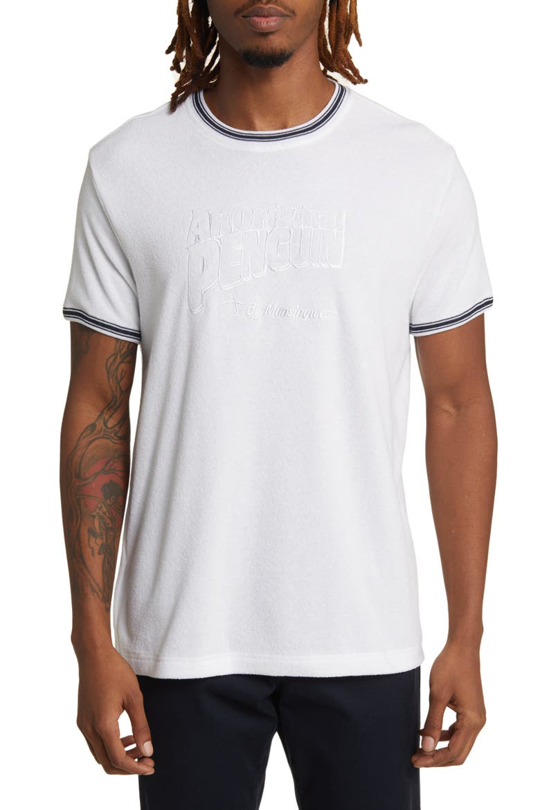 Terry Cloth Ringer T-Shirt, Main, color, BRIGHT WHITE