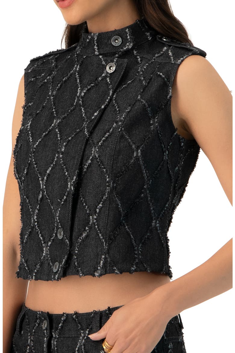 Distressed Denim Vest, Alternate, color, Black